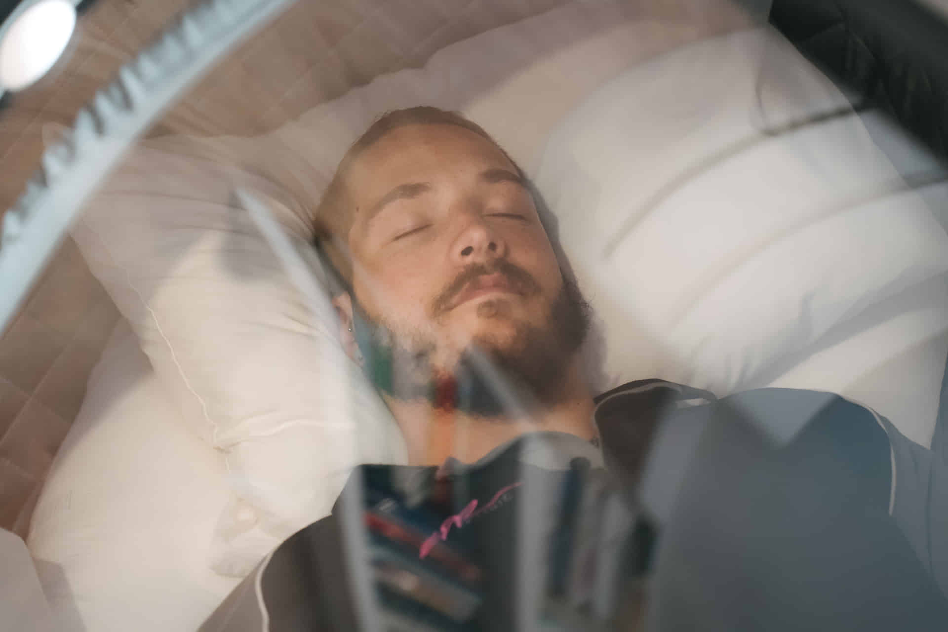 Man inside hyperbaric chamber